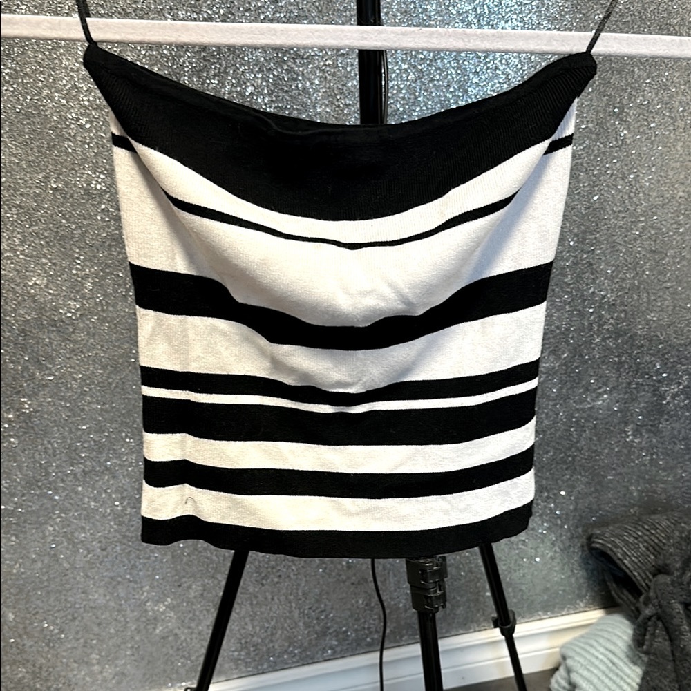 Dynamite- Chic Black and White Striped Tube Top